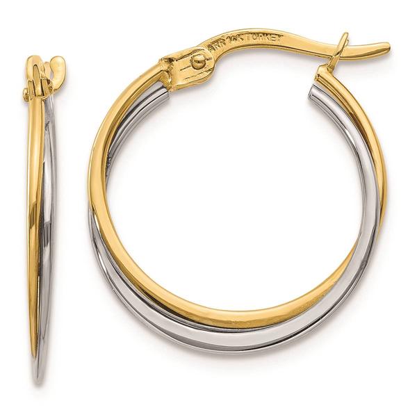 Gold Classics(tm) 14kt. Two-Tone Polished Hoop Earrings