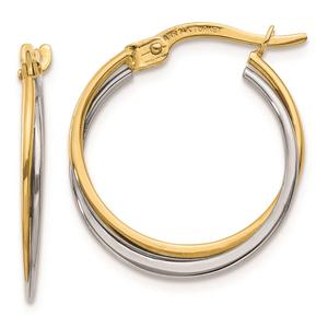 Gold Classics(tm) 14kt. Two-Tone Polished Hoop Earrings