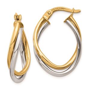 Gold Classics(tm) 14kt. Two-Tone 20x4mm Oval Hoop Earrings