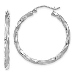 Gold Classics(tm) 32mm White Gold Twist Hoop Earrings