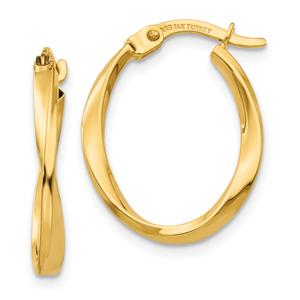 Womens Gold Classics(tm) 14k Gold Twisted Oval Hoop Earrings
