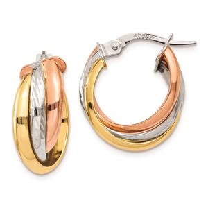 Gold Classics(tm) 14kt. Tri-Color 21x6mm Hoop Earrings