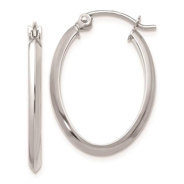 Gold Classics(tm) 14kt. White Gold Oval Tube Hoop Earrings