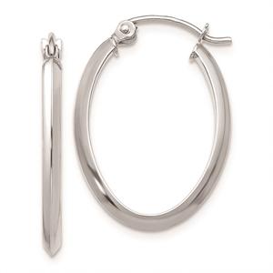 Gold Classics(tm) 14kt. White Gold Oval Tube Hoop Earrings