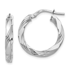 Gold Classics(tm) 14kt. White Gold Twisted Hoop Earrings