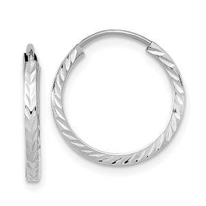 Gold Classics(tm) 15mm. 14kt. White Diamond Cut Hoop Earrings