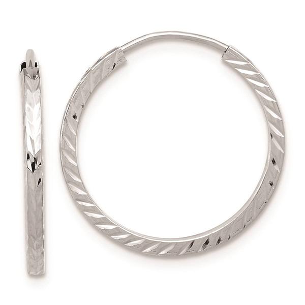 Gold Classics(tm) 20mm. 14kt. White Diamond Cut Hoop Earrings