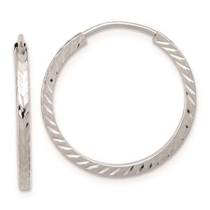 Gold Classics(tm) 20mm. 14kt. White Diamond Cut Hoop Earrings