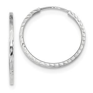 Gold Classics(tm) 24.5mm. 14kt. White Diamond Cut Hoop Earrings
