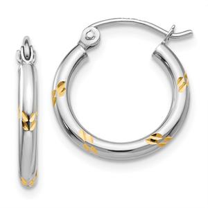 Gold Classics(tm) 14kt. White Gold & Rhodium Hoop Earrings