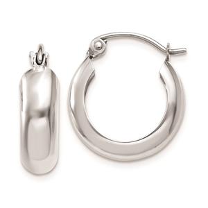 Gold Classics(tm) 14kt. White Gold 4mm Round Hoop Earrings