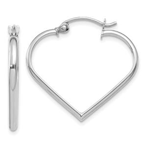 Gold Classics(tm) 14kt. White Gold Polish Heart Hoop Earrings