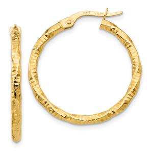 Gold Classics(tm) 14kt. 25x2mm Textured Hoop Earrings