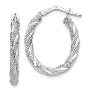 Gold Classics(tm) 24mm White Gold Oval Hoop Earrings