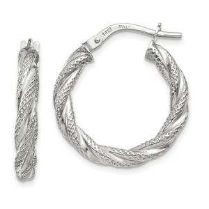 Gold Classics(tm) 20mm White Gold Twist Hoop Earrings