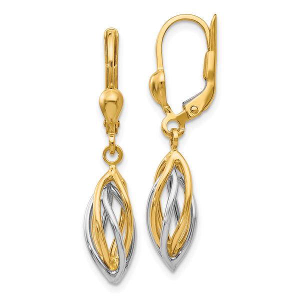 Gold Classics(tm) 14kt. Two-Tone Dangle Leverback Earrings