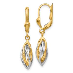 Gold Classics(tm) 14kt. Two-Tone Dangle Leverback Earrings
