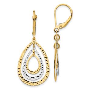 Gold Classics(tm) 14kt. Two-Tone Diamond Cut Earrings
