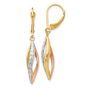 Gold Classics(tm) 14kt. Tri-Color Dangle Earrings