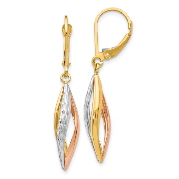 Gold Classics(tm) 14kt. Tri-Color Dangle Earrings