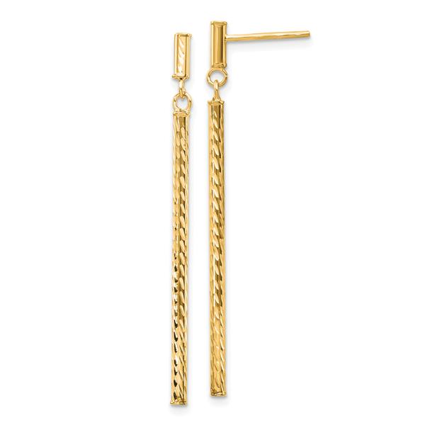 Gold Classics(tm) 14kt. Diamond-Cut Bar Dangle Earrings