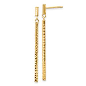 Gold Classics(tm) 14kt. Diamond-Cut Bar Dangle Earrings