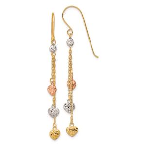 Gold Classics(tm) 14kt. Tri-Color Heart Hook Earrings