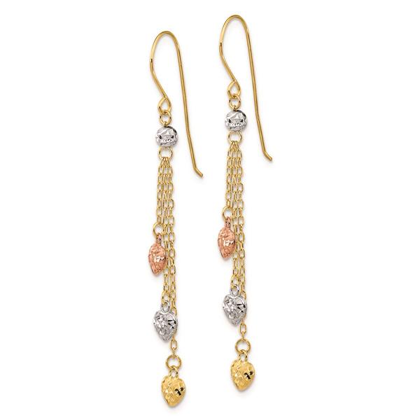 Gold Classics(tm) 14kt. Tri-Color Heart Hook Earrings alternate view