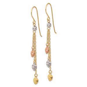 Gold Classics(tm) 14kt. Tri-Color Heart Hook Earrings alternate view