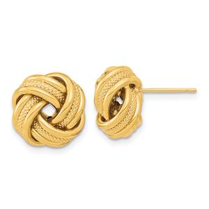 Gold Classics(tm) 13mm Gold Triple Love Know Stud Earrings