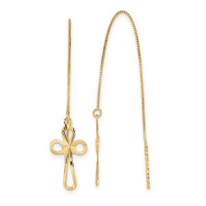 Gold Classics(tm) Box Chain Cross Threader Earrings