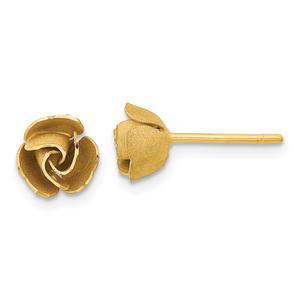 Gold Classics(tm) 14kt. Gold Satin Finish Rose Stud Earrings