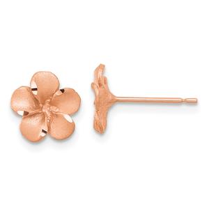 Gold Classics(tm) Rose Rhodium Diamond Cut Plumeria Earrings