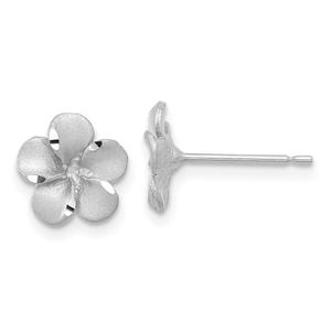 Gold Classics(tm) White Gold Diamond Cut Plumeria Earrings