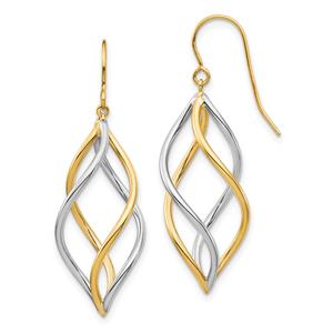 Gold Classics(tm) 14kt. Two-Tone Polished Dangle Earrings