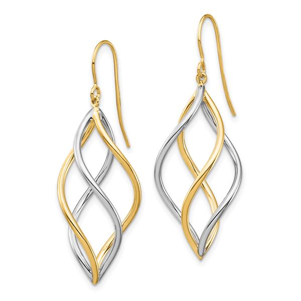 Gold Classics(tm) 14kt. Two-Tone Polished Dangle Earrings alternate view