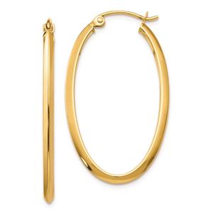 Gold Classics(tm) 14kt. 2mm Oval Hoop Earrings