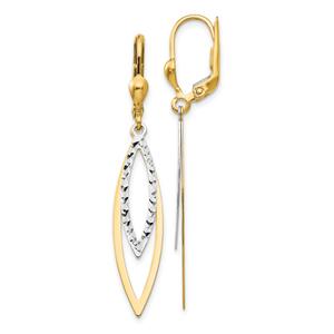 Gold Classics(tm) 14kt. Two-Tone Diamond Lever Back Earrings