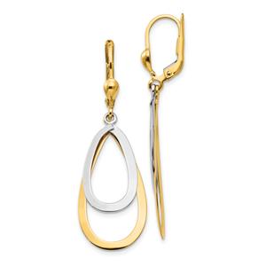 Gold Classics(tm) 14kt. Two-Tone Oval Drop Earrings