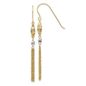 Gold Classics(tm) 14kt. Two-Tone Bead & Chain Earrings