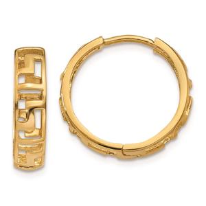 Gold Classics(tm) 14kt. Greek Key Hinged Hoop Earrings