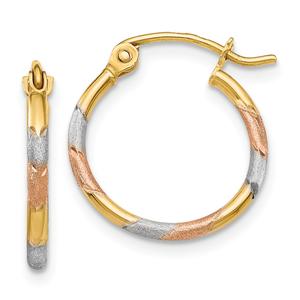 Gold Classics(tm) 14kt. White & Rose Rhodium Hoop Earrings