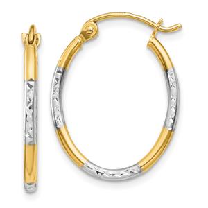Gold Classics(tm) 14kt. & Rhodium Oval Hoop Earrings