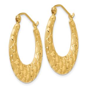 Gold Classics(tm) 14kt. Gold Laser Cut Patterned Hoop Earrings alternate view