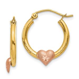 Gold Classics(tm) 14kt. Yellow & Rose Gold Hoop Heart Earrings