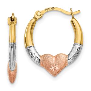 Gold Classics(tm) 14kt. White & Rose Rhodium Hoop Earrings