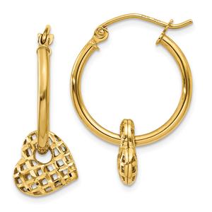 Gold Classics(tm) 14kt. Gold Moveable Heart Hoop Earrings