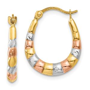 Gold Classics(tm) 14kt. Rhodium Scallop Hollow Hoop Earrings