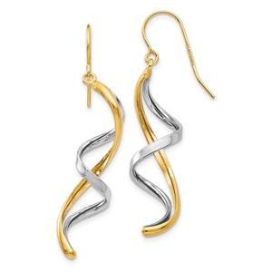 Gold Classics(tm) 14kt. Two-Tone Dangle Spiral Earrings