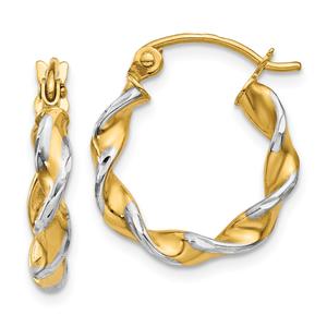 Gold Classics(tm) 16mm Two-Tone Twist Hoop Earrings